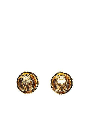 Chanel Gold Plated Round Faux Pearl Rhinestones Clip on Earrings (view 2)