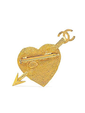 Chanel Gold Plated CC Heart and Arrow Brooch (view 2)