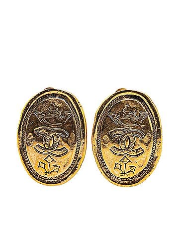 Chanel Gold Plated CC Crown Clip On Earrings (view 1)