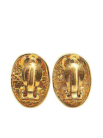 Chanel Gold Plated CC Crown Clip On Earrings (view 2)