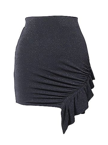 IRO Iro Zilka Metallic Stretch-Knit Mini Skirt in Black Nylon (view 1)