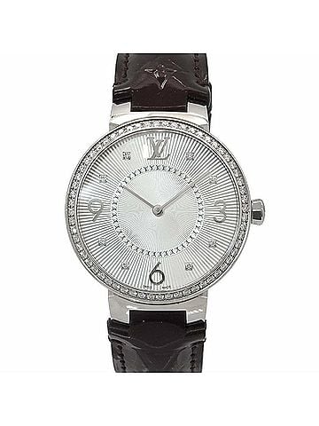 Louis Vuitton Louis Vuitton Tambour Diamond Bezel Q13ML Women's Watch 8P Silver Quartz (view 1)