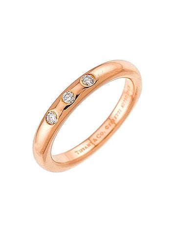 Tiffany & Co. Tiffany & Co. Stacking Band Ring with 3 Diamonds, 18K Pink Gold (750) (view 1)
