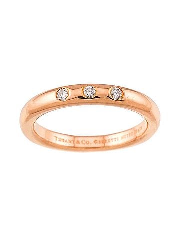 Tiffany & Co. Tiffany & Co. Stacking Band Ring with 3 Diamonds, 18K Pink Gold (750) (view 2)