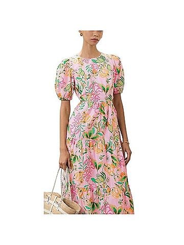 Lilly Pulitzer Lyssa Floral Cotton Midi Dress Casual Dress (view 1)