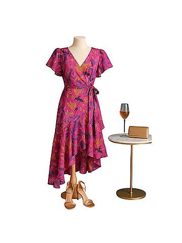 Tanya Taylor Dita Wrap Ruffle Dress Casual Dress (view 1)