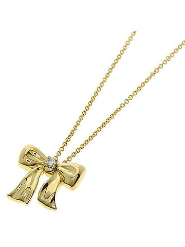 Tiffany & Co. Tiffany & Co. Ribbon 1P Diamond Necklace, 18K Yellow Gold, Women's. (view 1)