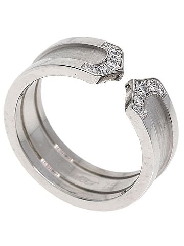 Cartier Cartier C2 Ring SM Diamond #52 Ring, 18K White Gold, Women's, CARTIER (view 1)