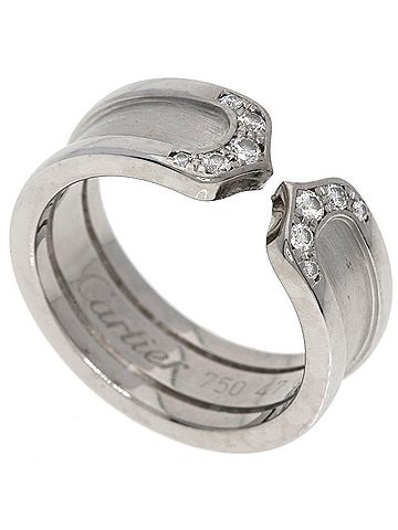 Cartier Cartier C2 Ring SM Diamond #47 Ring, 18K White Gold, Women's, CARTIER (view 1)