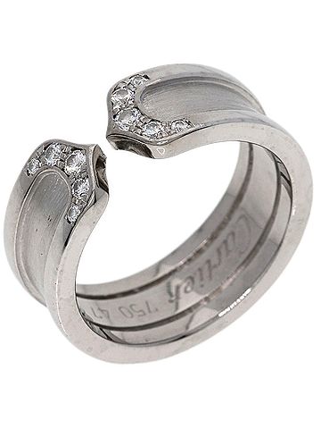 Cartier Cartier C2 Ring SM Diamond #47 Ring, 18K White Gold, Women's, CARTIER (view 2)