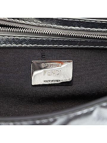 Fendi Medium Metallic Leather Embossed FF Baguette Satchel (view 2)