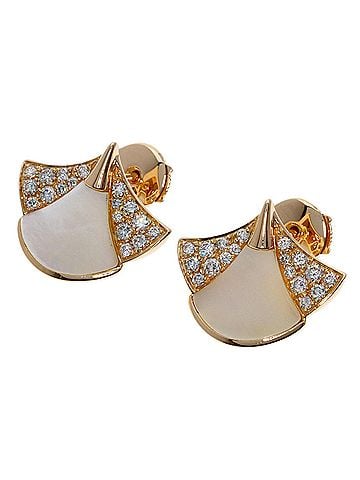 Bvlgari Bulgari Diva's Dream Diamond Shell Earrings, 18K Pink Gold, Women's, BVLGARI (view 1)