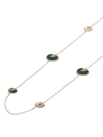Cartier Cartier Amulette Malachite Shell Diamond Long Necklace 18K Pink Gold Women's CARTIER (view 1)