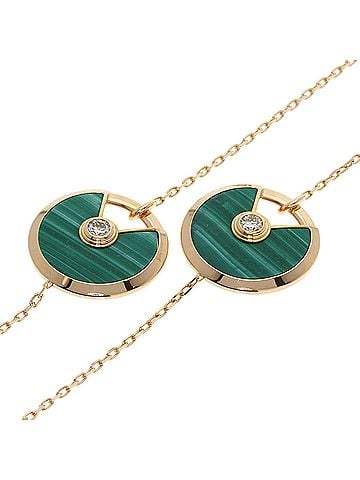 Cartier Cartier Amulette Malachite Shell Diamond Long Necklace 18K Pink Gold Women's CARTIER (view 2)
