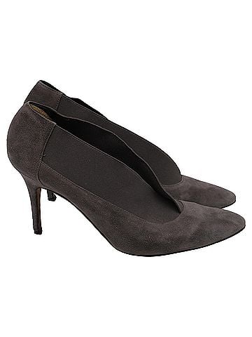 Manolo Blahnik Manolo Blahnik Elastic Accent Pointed-Toe Pumps in Grey Suede (view 1)