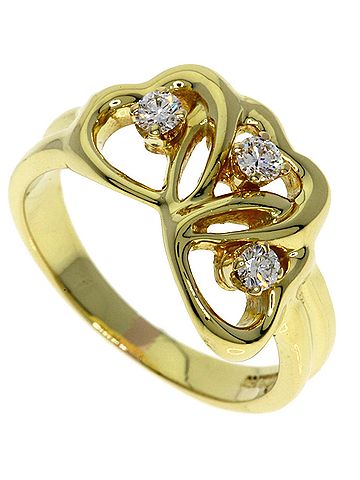 Tiffany & Co. Tiffany & Co. Triple Heart 3-Diamond Ring, 18K Yellow Gold, Women's. (view 1)