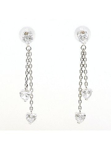 Unbranded K14 14K WG White Gold Earrings with Zirconia, Total Weight 0.7g, Like New Condition (view 1)