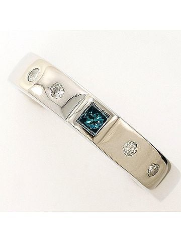 Unbranded PT900 Platinum Ring, 1 Blue Diamond, Total Weight 4.4g, Like New Condition (view 1)