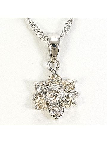 Unbranded PT900 Platinum / PT850 Necklace with Brown Diamond (no carat marking), Total Weight 3.3g, 40cm, Like New Condition. (view 1)