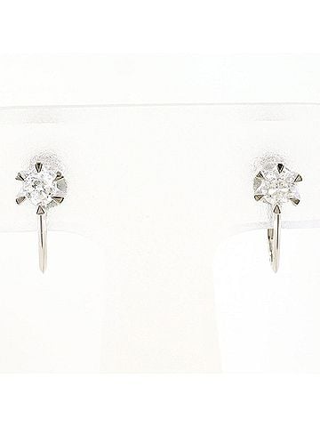 Unbranded PT900 Platinum Earrings with 0.15 ct Diamonds, Total Weight 1.6g, Like New Condition. (view 1)