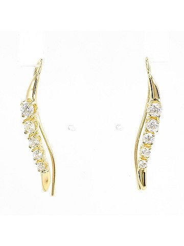 Unbranded K14 14K YG Yellow Gold Earrings with Zirconia, Total Weight 1.6g, Like New Condition (view 1)