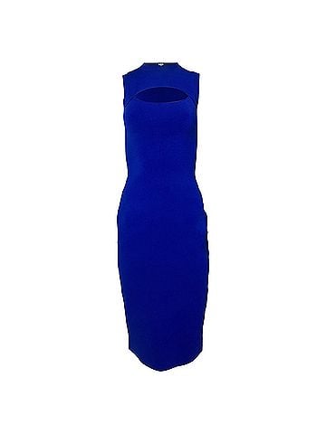 Victoria Beckham Victoria Beckham VB Body Cutout Stretch-Knit Midi Dress In Blue Viscose (view 1)