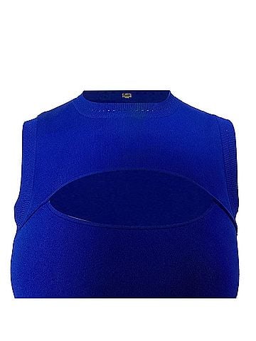 Victoria Beckham Victoria Beckham VB Body Cutout Stretch-Knit Midi Dress In Blue Viscose (view 2)