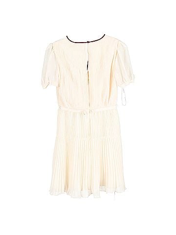 Self-Portrait  Self-Portrait Pleated Macramé-Trim Mini Dress in White Polyester (view 2)