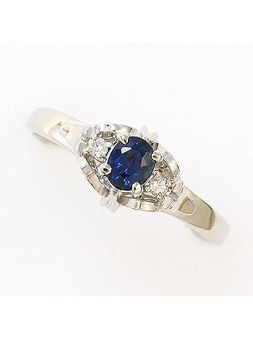 Unbranded PT900 Platinum Ring, Sapphire 0.30ct, Diamond 0.03ct, Total Weight 3.0g, Like New Condition. (view 1)