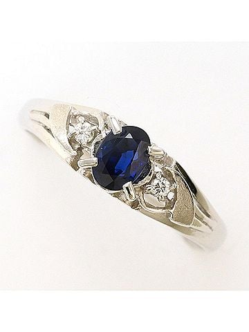 Unbranded Pm850 Platinum Ring, 1 Sapphire 0.43ct, Diamond 0.03ct, Total Weight 4.5g, Like New Condition. (view 1)