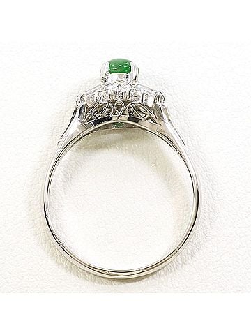Unbranded PT900 Platinum Ring, 1 piece, 0.63ct Jadeite, 0.28ct Diamond, Total Weight 4.7g, Like New Condition. (view 2)