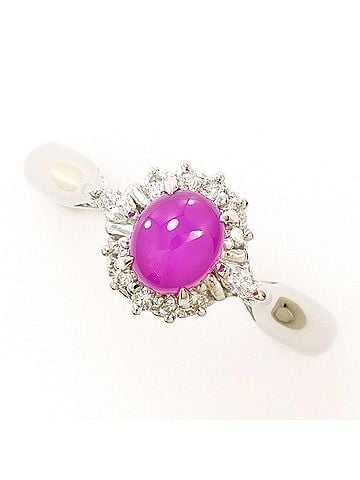 Unbranded PT900 Platinum Ring, 1 piece, Synthetic Star Ruby 0.72ct, Diamond 0.14ct, Total Weight 5.7g, Like New Jewelry (view 1)
