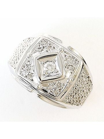 Unbranded K14 14K WG White Gold Ring, 1 Diamond 0.19ct, with Certificate of Authenticity, Total Weight 6.4g, Like New Condition. (view 1)