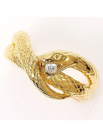 Unbranded 18K (18-karat) yellow gold ring with 1 diamond (0.05 ct), includes appraisal certificate, total weight 4.6g, like new condition. (view 1)