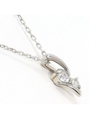 Unbranded K10 10K WG White Gold Necklace with 0.15 ct Diamond, Total Weight 0.8g, 42cm, Like New Condition (view 2)