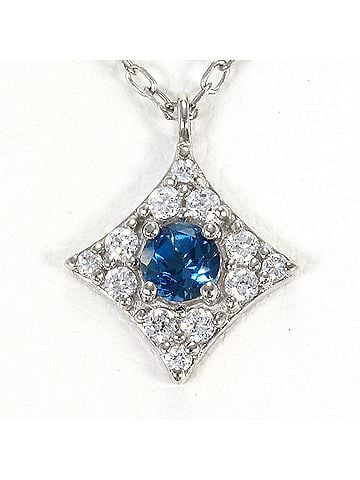 Unbranded K10 10K WG White Gold Necklace with Blue Topaz and Zirconia, Total Weight 1.0g, 40cm, Like New Condition (view 1)
