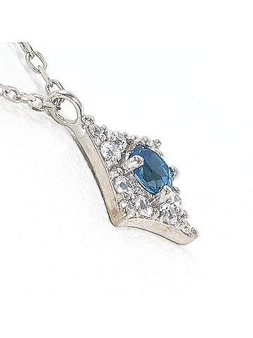 Unbranded K10 10K WG White Gold Necklace with Blue Topaz and Zirconia, Total Weight 1.0g, 40cm, Like New Condition (view 2)