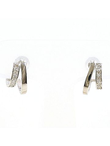 Unbranded Platinum (PT) earrings with 0.05 ct diamonds, total weight 2.2g, like new condition. (view 1)