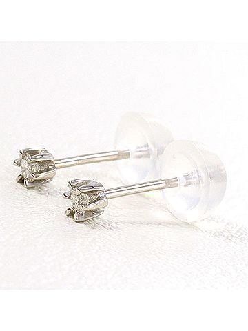Unbranded PT900 Platinum Earrings with 0.025 ct Diamonds, Total Weight 0.4g, Like New Condition. (view 1)