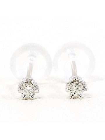 Unbranded PT900 Platinum Earrings with 0.025 ct Diamonds, Total Weight 0.4g, Like New Condition. (view 2)
