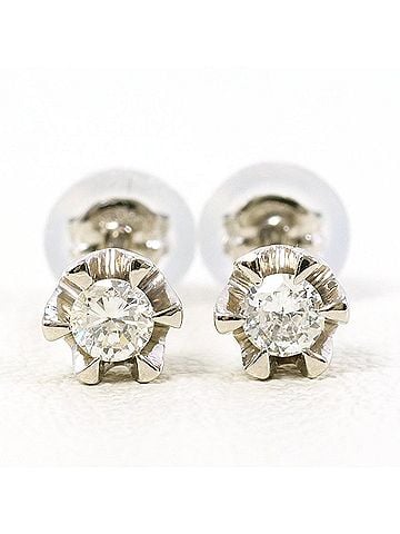 Unbranded PT900 Platinum Earrings with 0.07 ct Diamonds, Total Weight 0.9g, Like New Condition. (view 2)