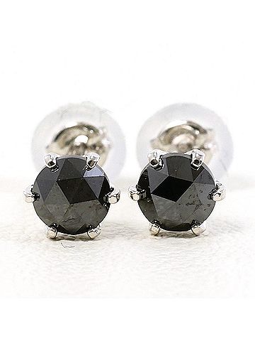 Unbranded PT900 Platinum Earrings with Black Diamonds, 0.26 ct, Total Weight 0.5g, Like New Condition. (view 2)