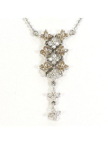 Unbranded PT850 Platinum Necklace with Brown Diamond (no carat marking) and marking), Total Weight 3.1g, 41cm, Like New Condition. (view 1)