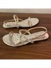 Badgley Mischka 100% Leather Silver Sandals Size 6 - photo 10