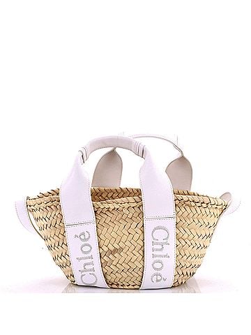 Chloé Sense Basket Tote Raffia with Leather Medium (view 1)