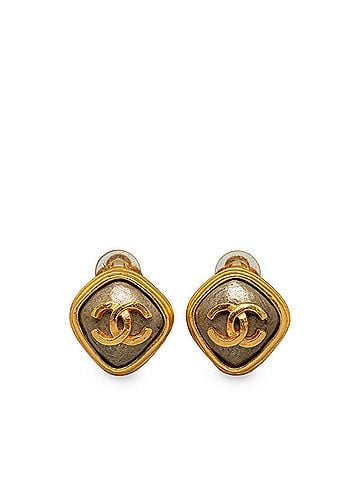 Chanel Chanel Coco Mark Stone Earrings Gold Plated Women's CHANEL (view 1)