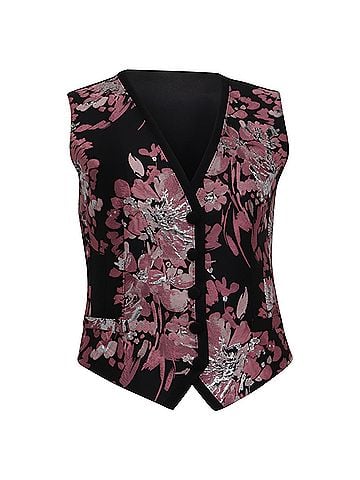 Dolce & Gabbana Dolce & Gabbana Floral Brocade Waistcoat Vest in Pink and Black Polyester  (view 1)