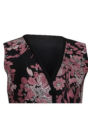 Dolce & Gabbana Dolce & Gabbana Floral Brocade Waistcoat Vest in Pink and Black Polyester  (view 2)