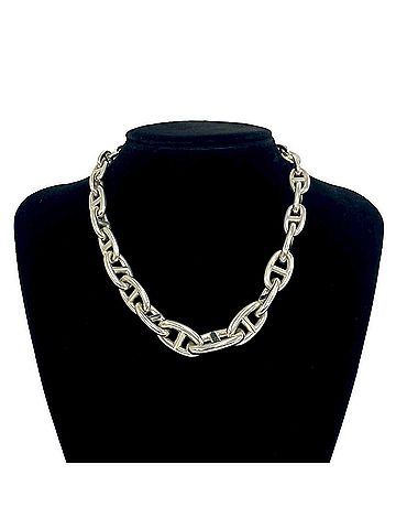 Hermès HERMES Chaine d'Ancre Crescendo Necklace, Margiela Era, Sterling Silver 925 Chain Accessory, 04539 (view 2)