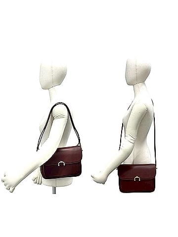 Cartier CARTIER Vintage Must Line Leather Semi-One Shoulder Bag/Pochette, Wine Red/Bordeaux, 94246 (view 2)